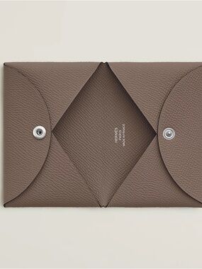 Hermes Etoupe Calvi Card Holder